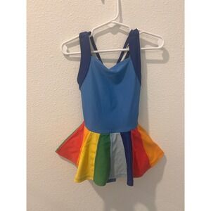 Hanna Andersson Girls Rainbow Skirted One Piece Swimsuit Blue Size 90/US 3